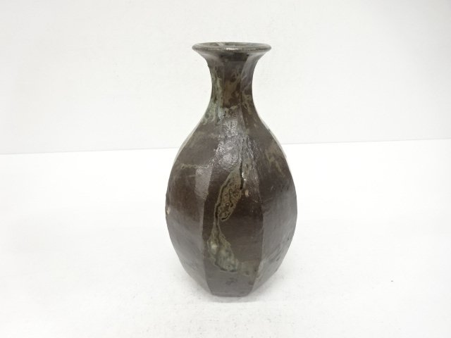 作家物　窯変　面取花入(保護箱付)